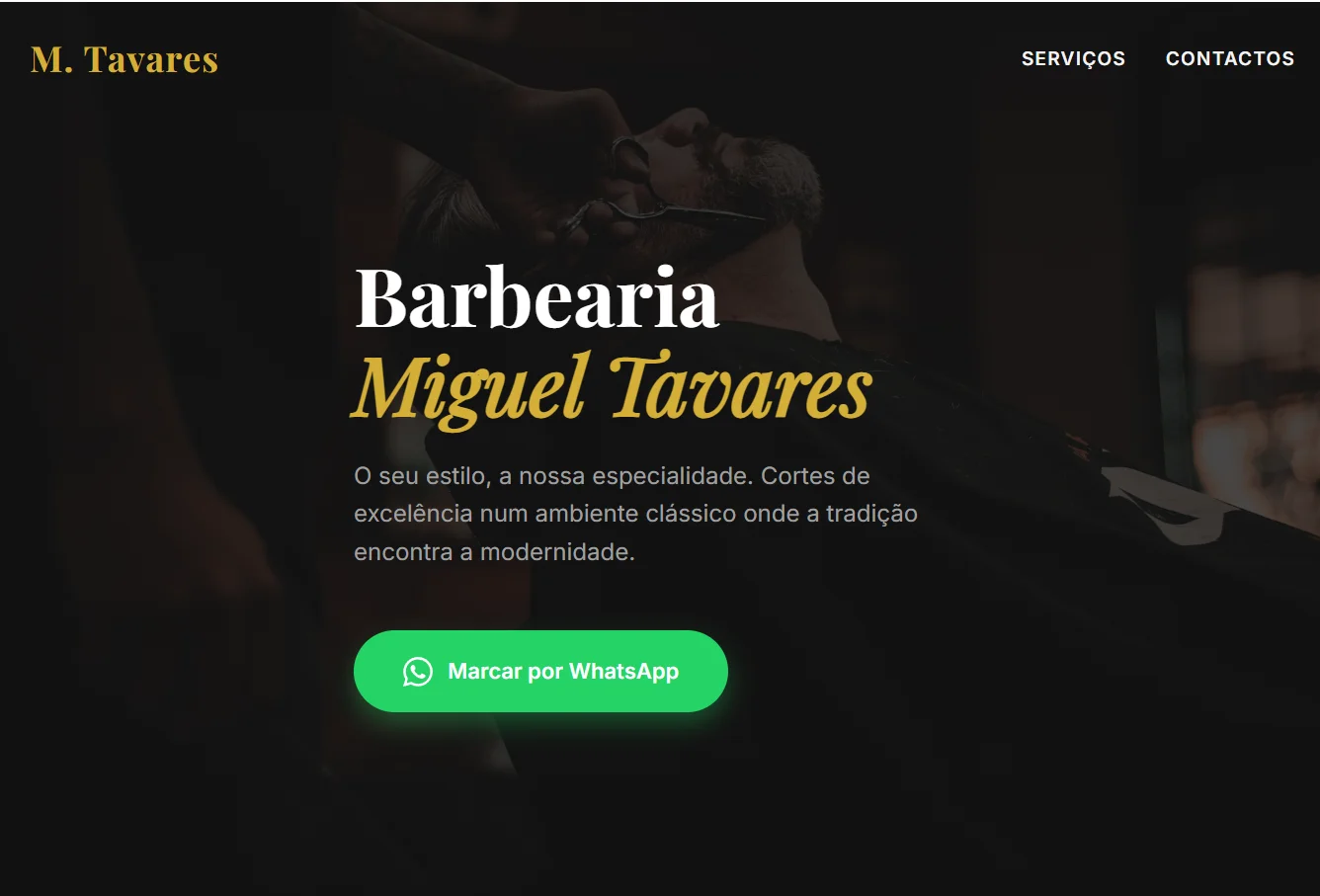 Criação de website profissional para Barbearia Miguel Tavares