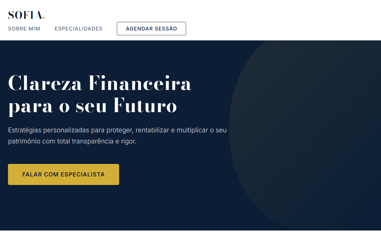 Screenshot do website da Consultora Sofia Martins
