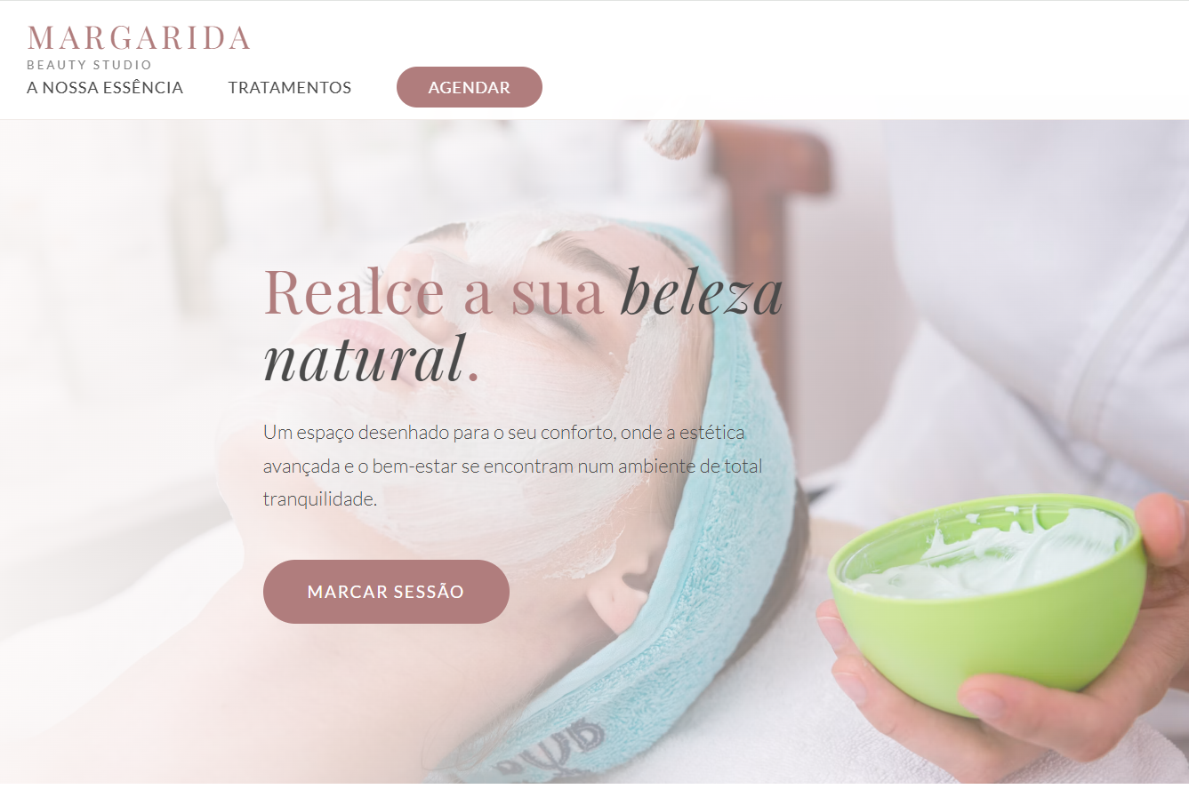 Screenshot do website do Estúdio Margarida Beauty