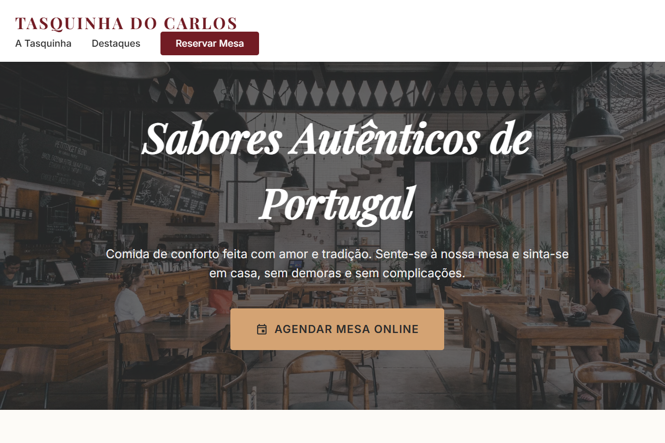 Screenshot do website da Tasquinha do Carlos